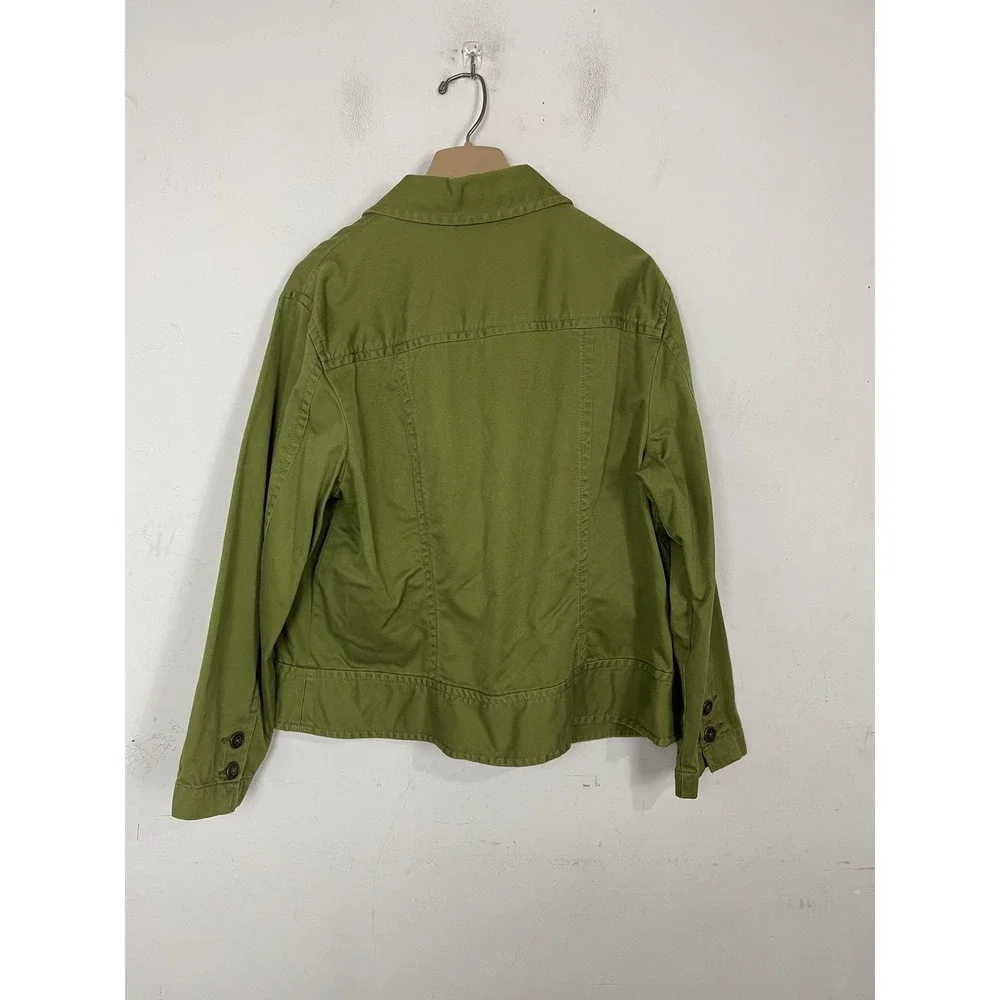 Chicos Womens Jacket Blazer 3 Sz XL Olive Green Fairy Twee Utility‎ Casual